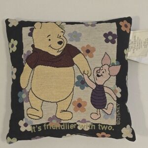 Vintage 1968 Disney Winnie The‎ Pooh & Piglet Throw Pillow Tapestry Pillow 13×13